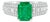 Late 20th Century 14K White Gold Colombian Emerald Baguette Diamond Cocktail Ring, Size 7 For Sale