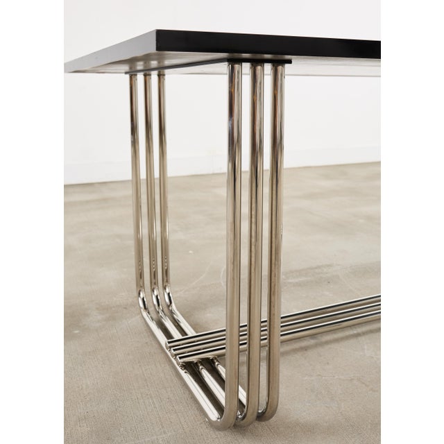 Ralph Lauren Black Lacquer and Chrome Hudson Dining Table For Sale - Image 13 of 18