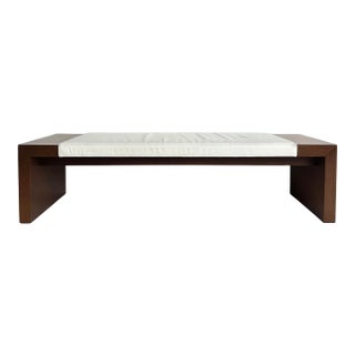 Late 20th Century Contemporary Modern Artefacto Leather and Wood Bench For Sale