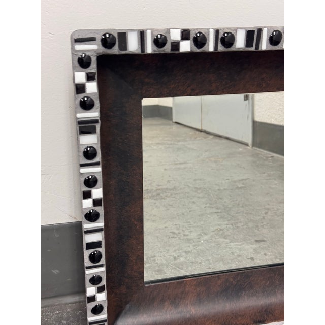 Mychelle Fitzgerald Black + White Mosaic Design Wall Mirror For Sale - Image 10 of 12