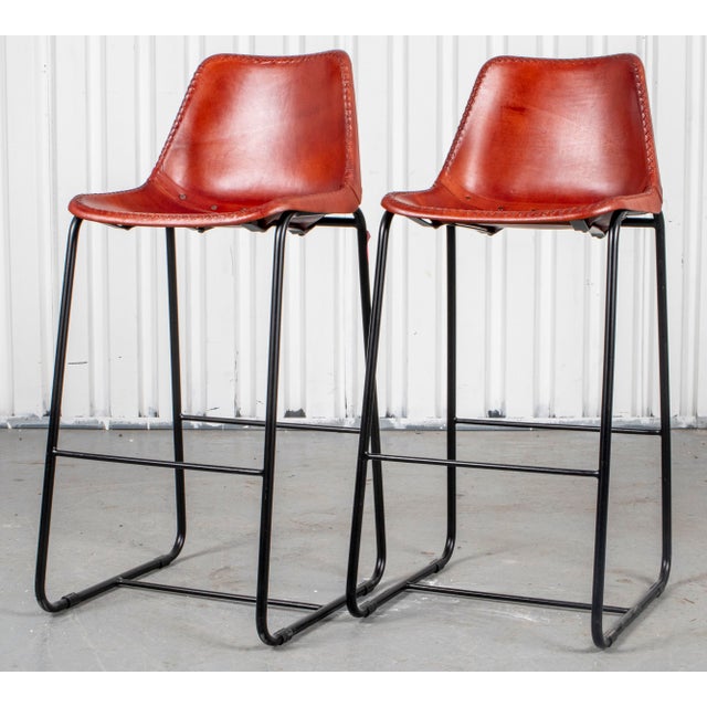 Modern Leather Upholstered Tall Stools Chairish