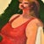 Mid-Century Modern Original Clair Seglem Portrait Painting of a Woman With Red Top on Green For Sale - Image 3 of 7
