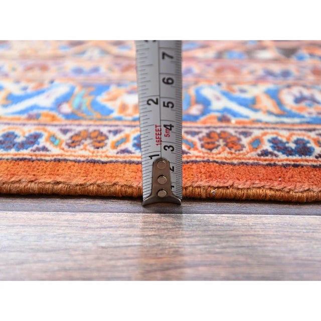 This is a truly genuine one-of-a-kind Vintage Persian Kashan, Hand Knotted, Pure Wool, Oriental Rug. It has been Knotted...