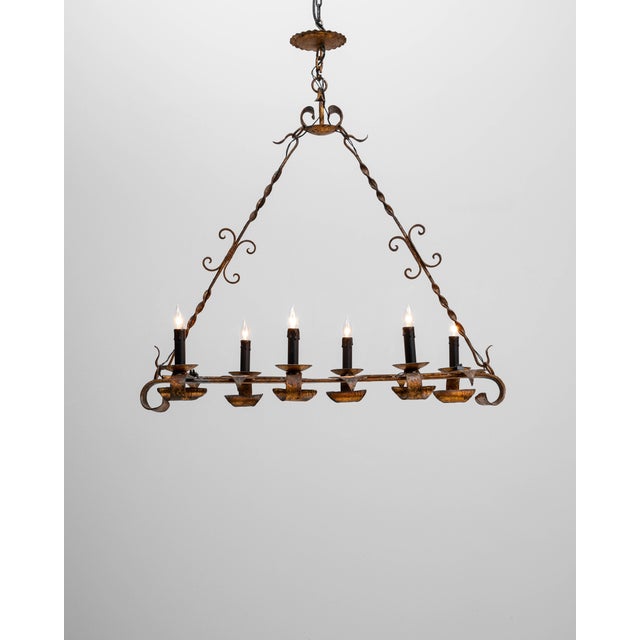 Mid 20th Century 20th Century French Gothic Revival Metal Torch Chandelier For Sale - Image 5 of 18