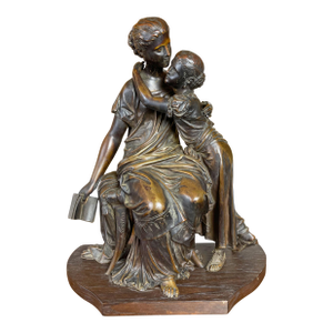 19th C. French Patinated Bronze Group by Moreau