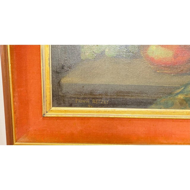 Orange Mid Century Floral Still Life of Sunflowers Signed Prince Betzky 1946 For Sale - Image 8 of 9