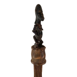 African Baule Broom With Female Figure 33" H For Sale