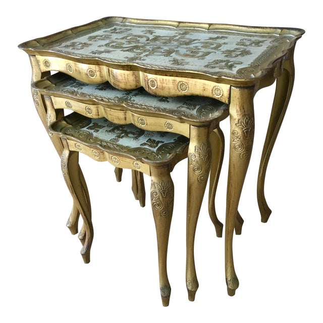1960's Italian Florentine Nesting Tables Set of 3 Chairish