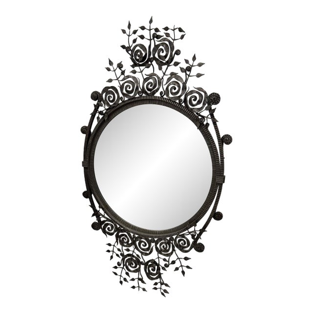 French Art Deco Wrought Iron Mirror For Sale