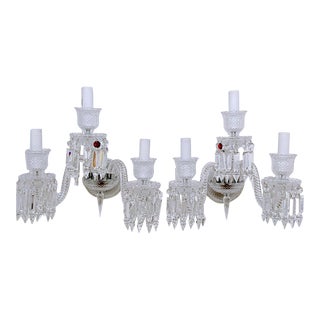 1980s Crystal Wall Sconces With Spear Crystals - a Pair For Sale