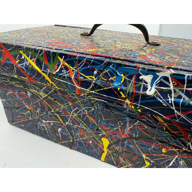 Late 20th Century Pollock Inspired Drip painted Folk Art Box with Lid For Sale - Image 12 of 12