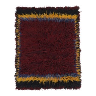 Vintage Turkish Tulu Rug, Deep Red Field With Borders in Soft Pile - Rug & Kilim For Sale