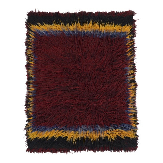 Vintage Turkish Tulu Rug, Deep Red Field With Borders in Soft Pile - Rug & Kilim For Sale