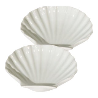 Vintage Porcelain Shell Plate by CNP France- Set of 2 For Sale