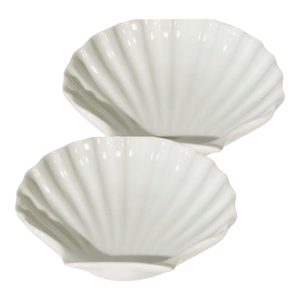 Vintage Porcelain Shell Plate by CNP France- Set of 2