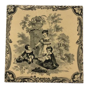 Minton Classical Watteau Tile Circa 1870 2 of 2