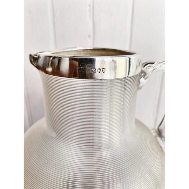 English Antique 1894 English Sterling Silver & Glass Pitcher For Sale - Image 3 of 10