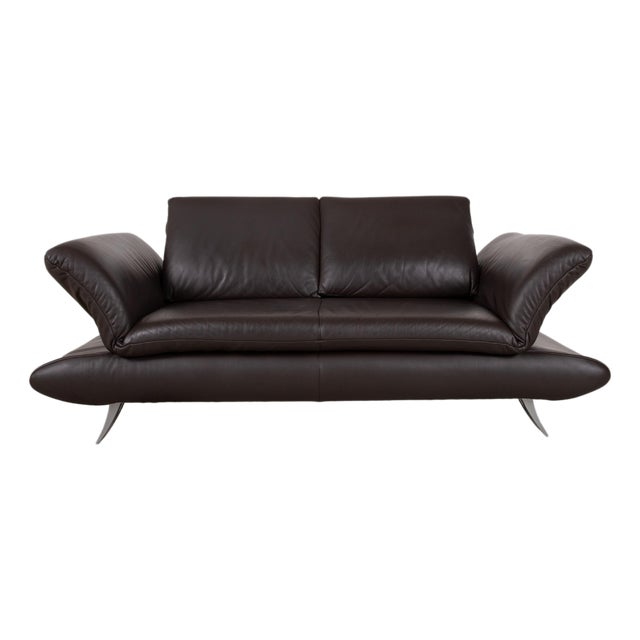 Leather Two-Seater Brown Manual Function Sofa by Koinor Velluti For Sale