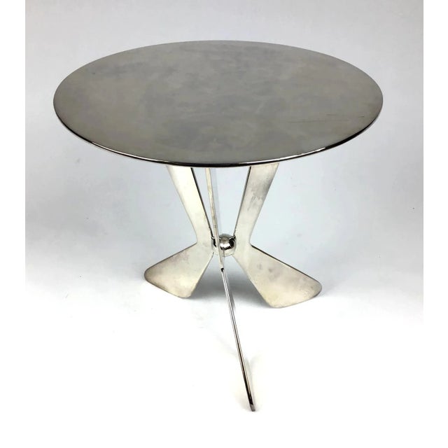 1980s Silver Plated Modern Heavy Pedestal Stand For Sale - Image 4 of 11