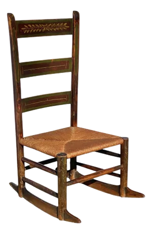 Early 19th Century Antique Federal Vermont Fancy Painted Child’s Rocking Chair With Folk Art Design