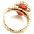 2000 - 2009 Van Cleef & Arpels Alhambra 18k Yellow Gold Coral Diamond Ring, size 4.75 For Sale - Image 5 of 10