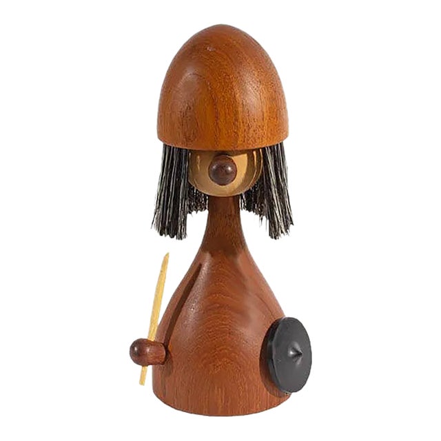 Vintage Mid-Century Teak Viking Lint Brush For Sale