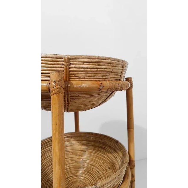 Two-Tier Plant Stand in Bamboo, Cane & Rattan in the style of Vivai Del Sud Style, Italy, 1960s For Sale - Image 8 of 16