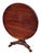 19th century American round flip-top table crafted in solid mahogany. Features a tilting top mounted on a sturdy pedestal...