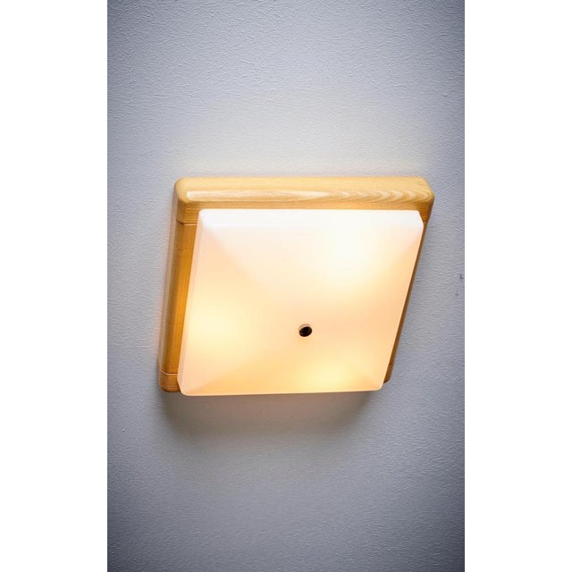 Flush Mount with Wooden Frame, Italy, 1960s For Sale - Image 4 of 6