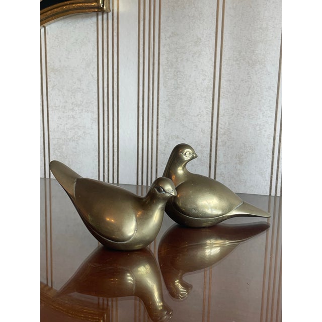 Mid-Century Modern Brass Doves For Sale - Image 10 of 12