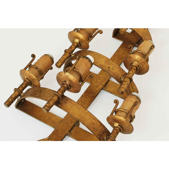Large Vintage French Wrought Iron Wall Sconce For Sale - Image 6 of 9