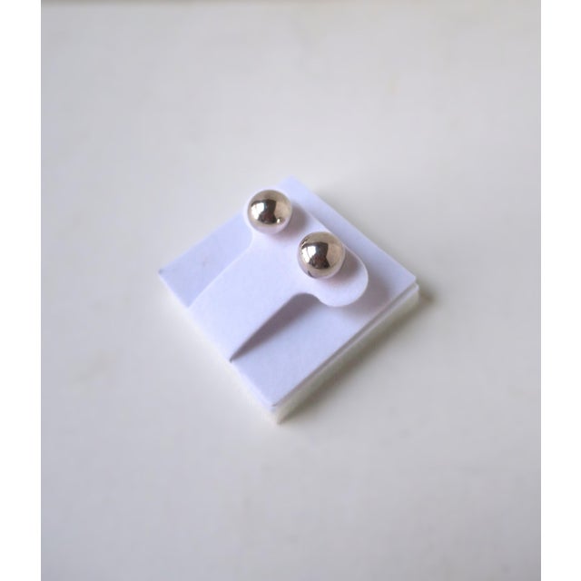 Sterling Silver Ball Earrings, in the Style of Tiffany & Co., Pair, Circa Late-20th Century For Sale - Image 10 of 14