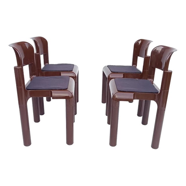 Brown Plastic Chairs by Eero Aarnio for UPO Furniture, Finland, 1970s, Set of 4 For Sale