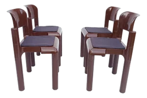 Brown Plastic Chairs by Eero Aarnio for UPO Furniture, Finland, 1970s, Set of 4