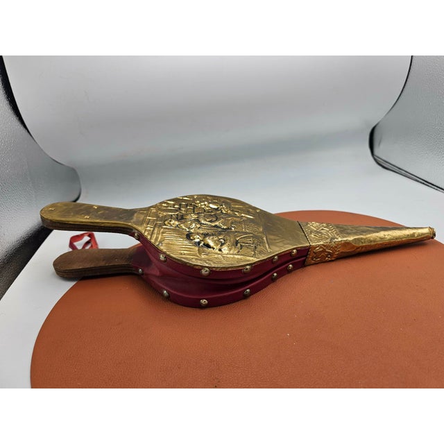 Vintage Bellows for Fireplace or Barbecue in Wood and Brass, 1960s For Sale - Image 3 of 6
