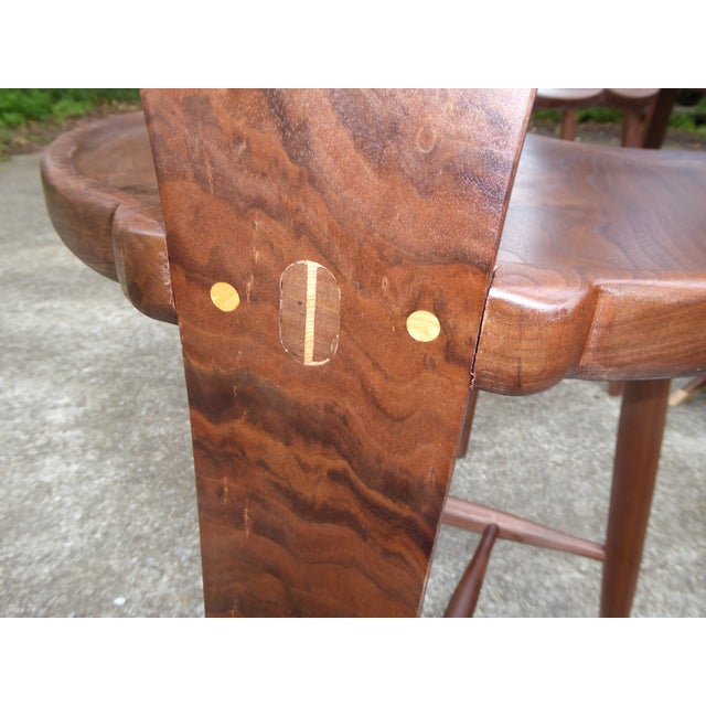 Brown Organic Walnut Counter Stools. Man Cave Boasts. Set of 6 For Sale - Image 8 of 10