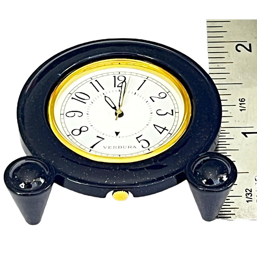 Vintage Verdura Midnight Blue and Gold Flecked Enamel Travel Clock