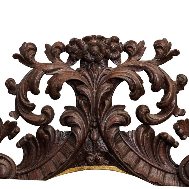 Large French Heavily Carved Antique Rococo Style Wood Wall Mirror 67 Inch Tall For Sale In West Palm - Image 6 of 6