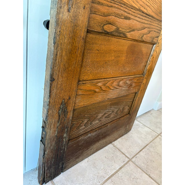 Antique Solid Oak Five Panel Interior Door Architectural Salvage For Sale - Image 10 of 11