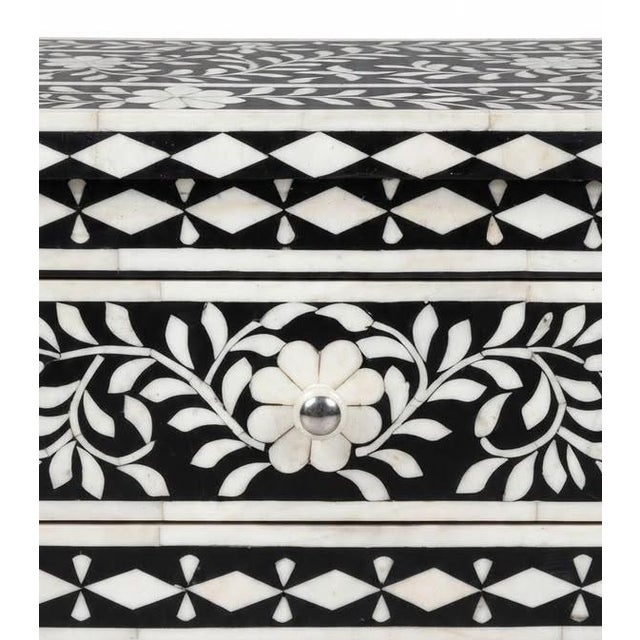 2020s Handcrafted Marrakesh Bovine Bone & Black Resin Inlay Console Table For Sale - Image 5 of 6