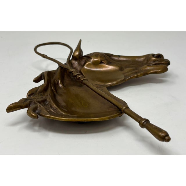 Brass Vintage Cast Bronze Horse Head Ashtray Equestrian Dish Catchall For Sale - Image 8 of 12