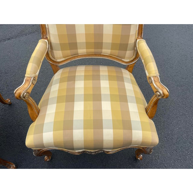 1980s Pair Fine Carved Louis XV Style Bergere Lounge Chairs For Sale In Philadelphia - Image 6 of 12