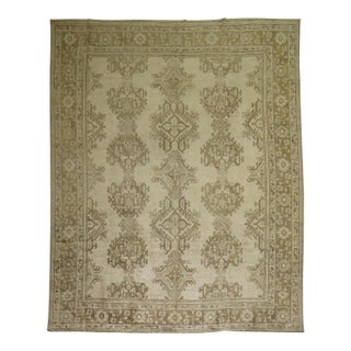 Antique Zabihi Collection Turkish Oushak Neutral color Rug - 9'9" x 12'2" For Sale