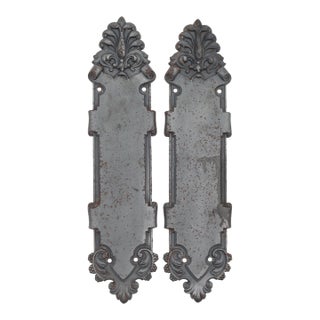 Pair of Victorian 12.125 In. Steel Door Push Plates For Sale