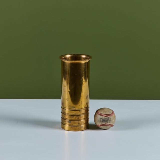 Mid-Century Modern Brass Vase by Walter von Nessen for Chase For Sale - Image 3 of 10