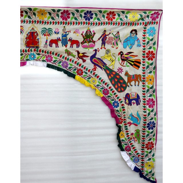 Vintage Door Valance Kutch Hand Embroidered Door Topper Curtain Wall Hanging For Sale - Image 6 of 6