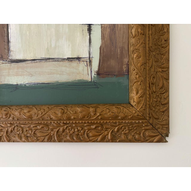 “Matcha" Abstract Art in Antique Frame, Transitional Living Room Art by JTS For Sale - Image 4 of 11