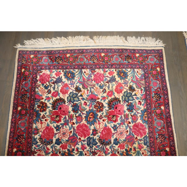 Mid 20th Century Pair of Ivory Floral Vintage Rugs, 4' X 6'7'' For Sale - Image 5 of 10