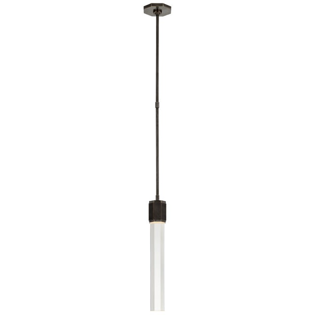 Lauren Rottet for Visual Comfort Signature Fascio Single Pendant in Bronze with Crystal For Sale