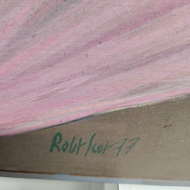 Wood Vintage 1970's Signed Orchid Painting – Oversized Botanical Statement, 48″ × 38″ O’Keeffe-Inspired For Sale - Image 7 of 18